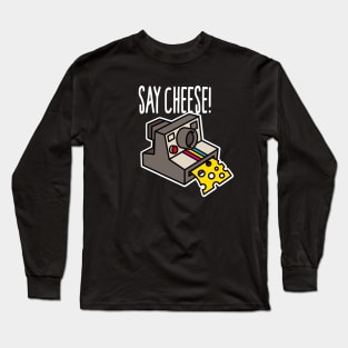 Say cheese funny vintage instant camera cartoon Long Sleeve T-Shirt